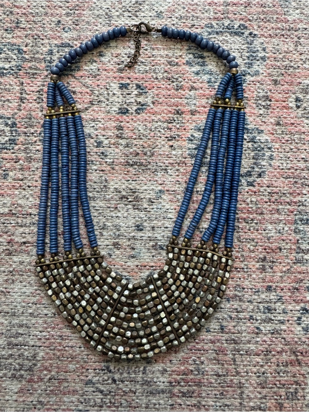 Blue Beaded Statement Necklace - Unbranded